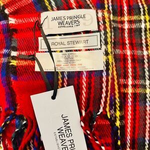 James Pringle Weavers Red Tartan Scarf NWT